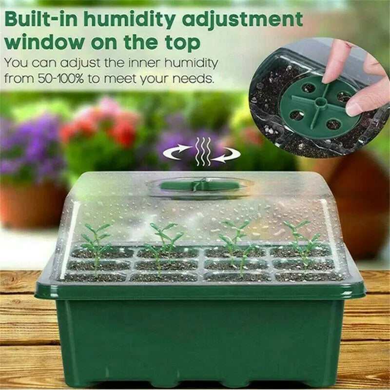 12 Nursery Pots Mini Greenhouse 12 Compartments - Indoor Greenhouse Propagation Greenhouse