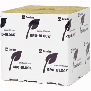 Grodan® Improved Gro-Block™ - 6in - Hugo - 6in x 6in x 6in - Pre-Cut Holes